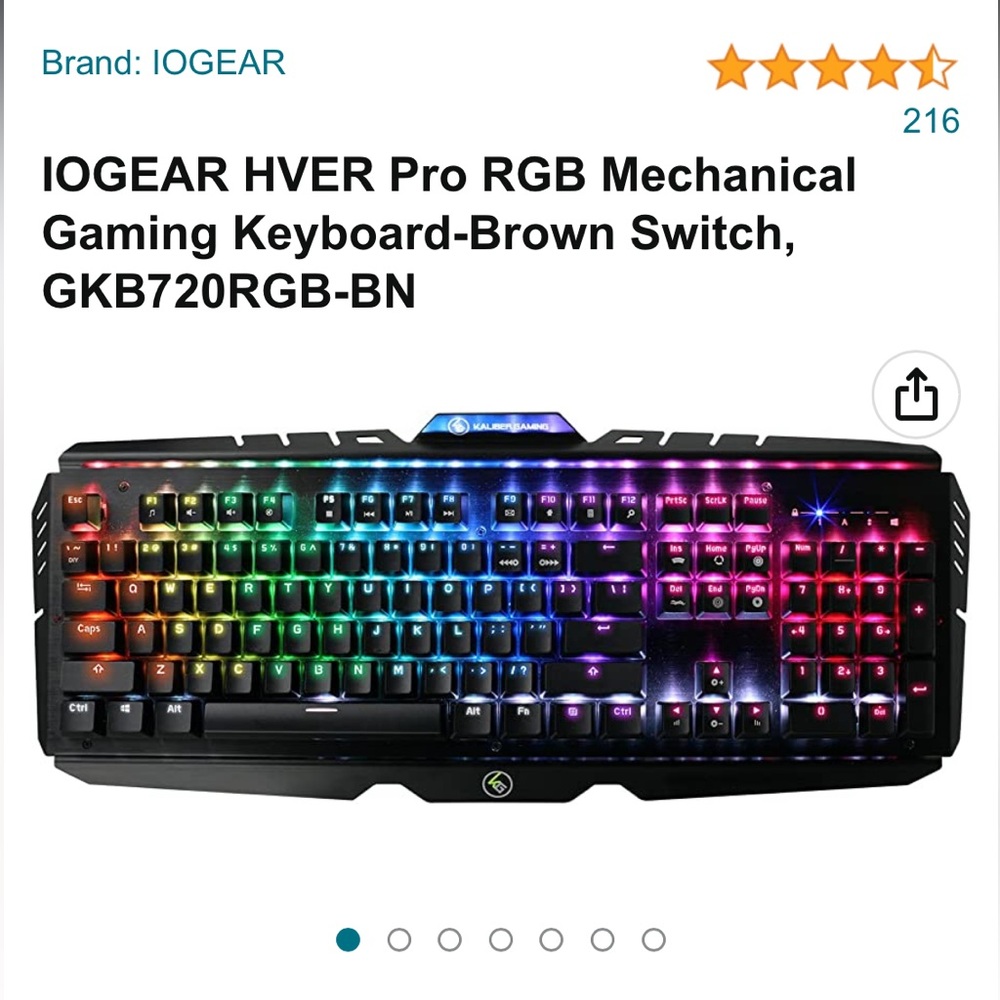IOGEAR® GKB720RGB-RD HVER™ PRO RGB Mechanical Gaming Keyboard NEW